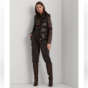 NWT Lauren Ralph Lauren 100% Lambs Leather Puffer Vest